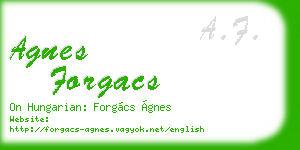 agnes forgacs business card